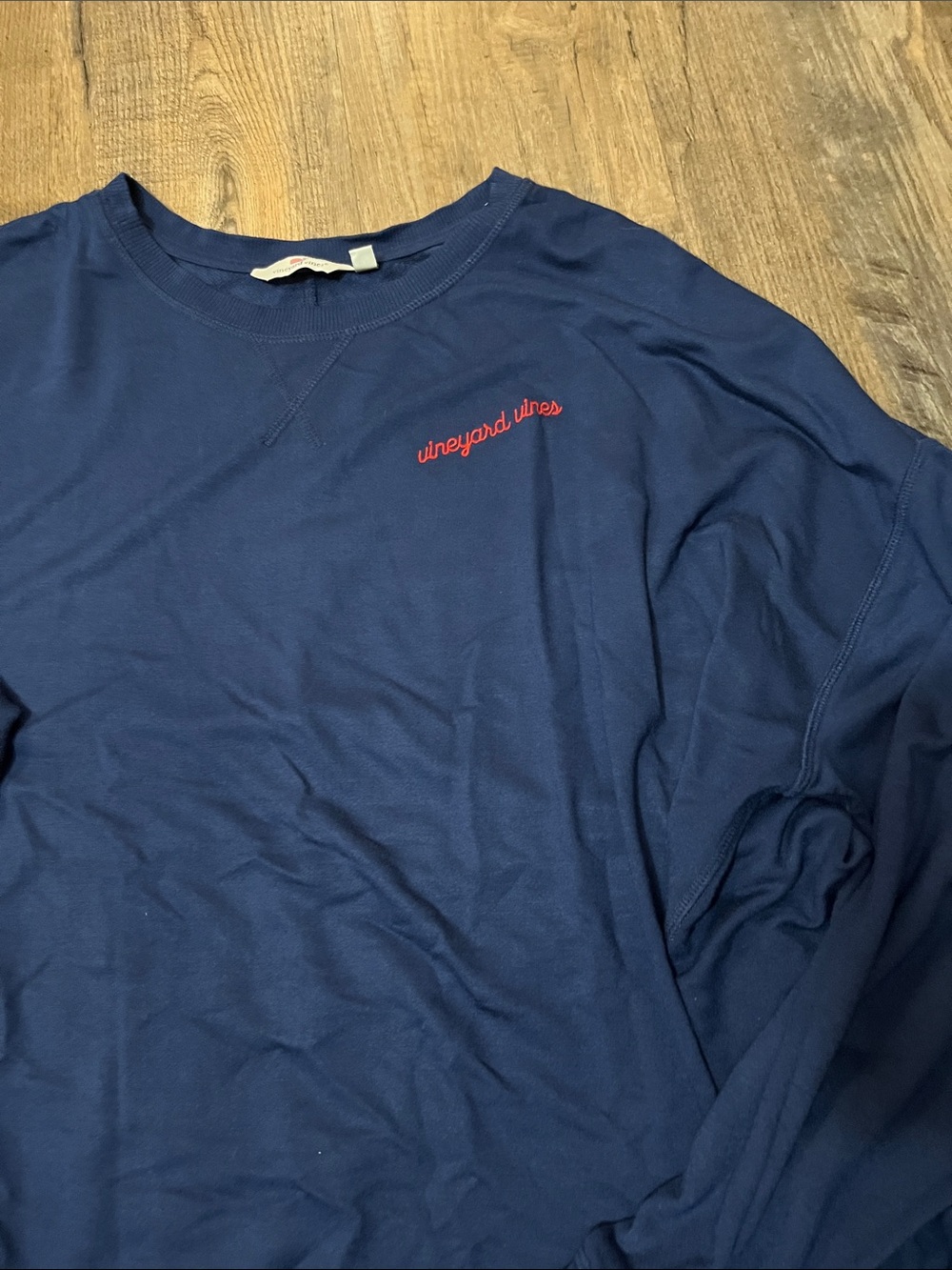 Vineyard Vines Navy Crewneck with Red Script Logo